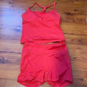 Outdoor Voices Techsweat Workout Set Shorts Tank Size Small Red Orange